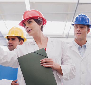 grupo con cascos en una instalación